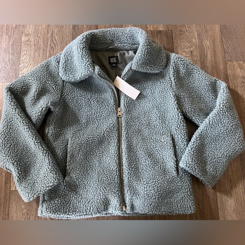 Urban Outfitters Women’s Medium Sherpa Full Zip Green Outdoor Jacket new w tags